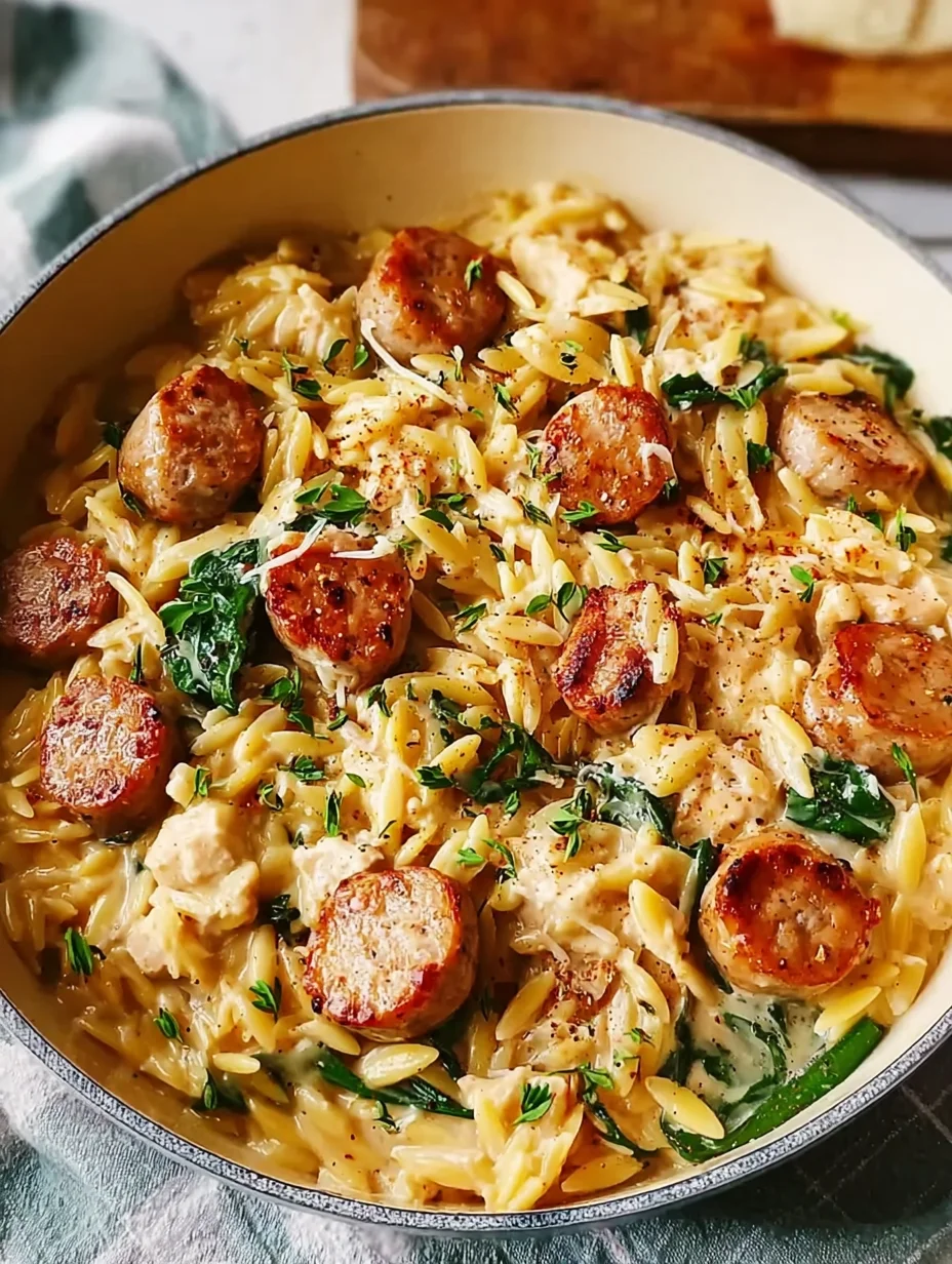 Creamy Chicken Sausage Orzo