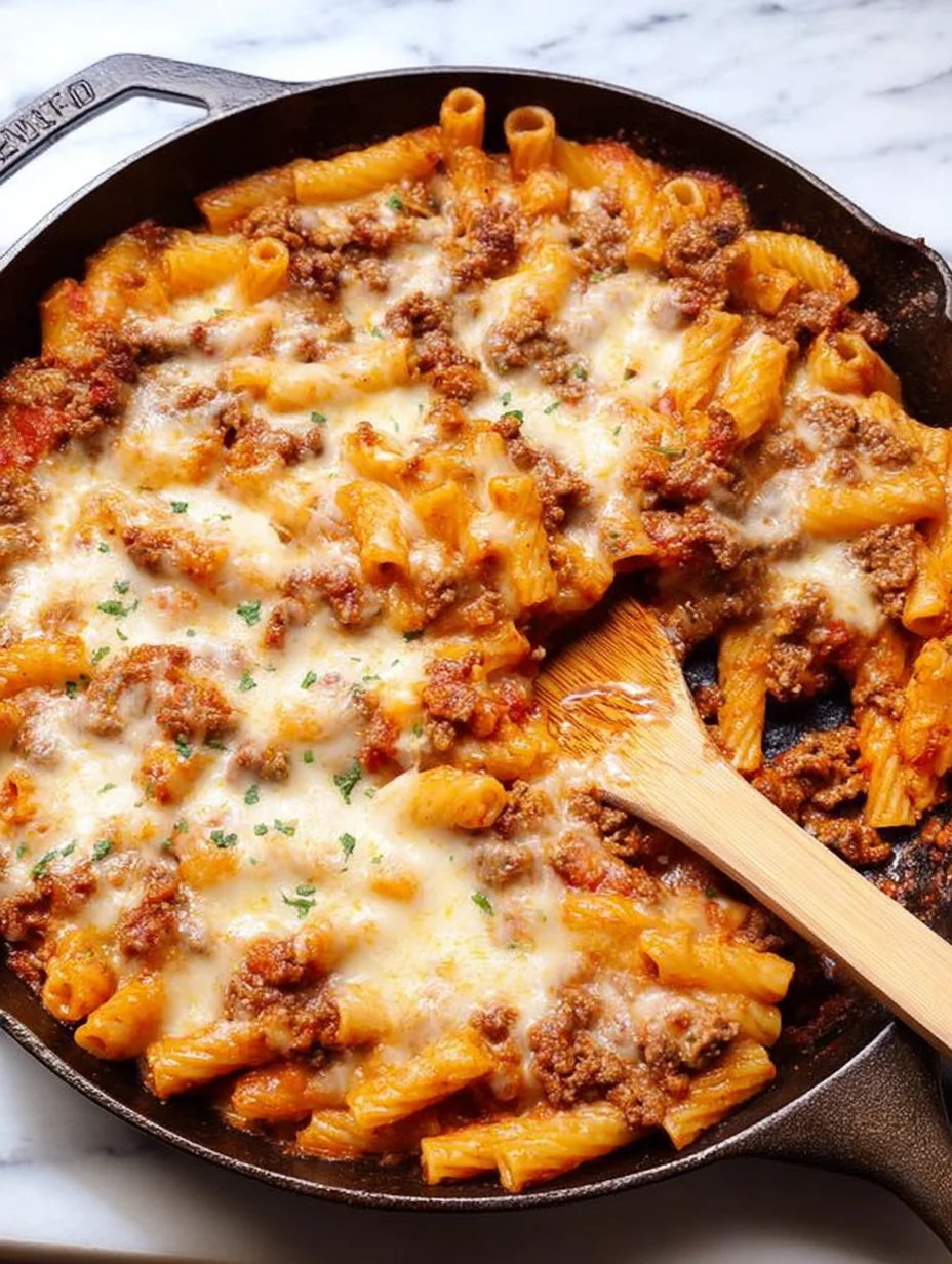 Cheesy Ground Beef Pasta Skillet