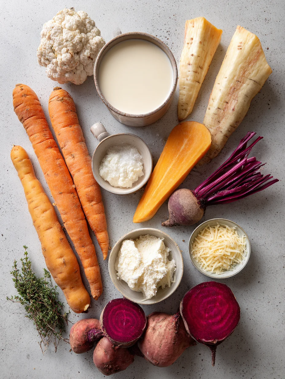 Cheesy Root Vegetable Gratin