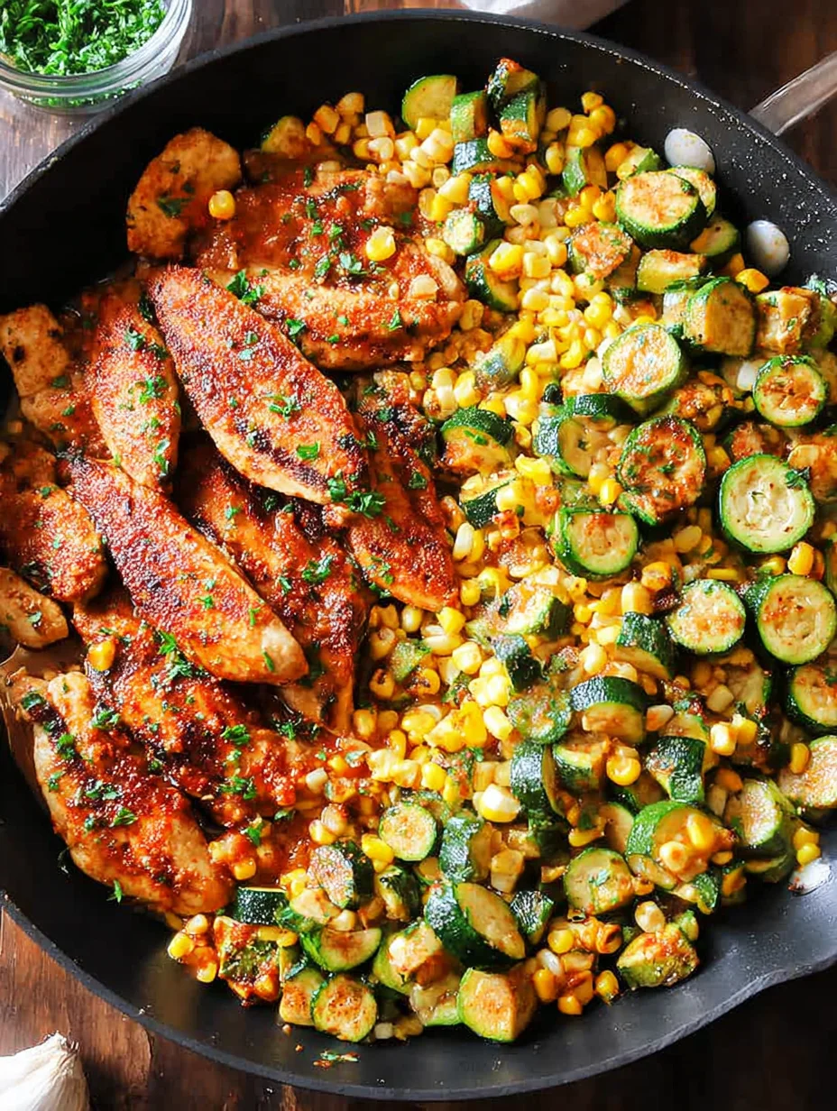 Garlic Butter Chicken with Zucchini and Corn