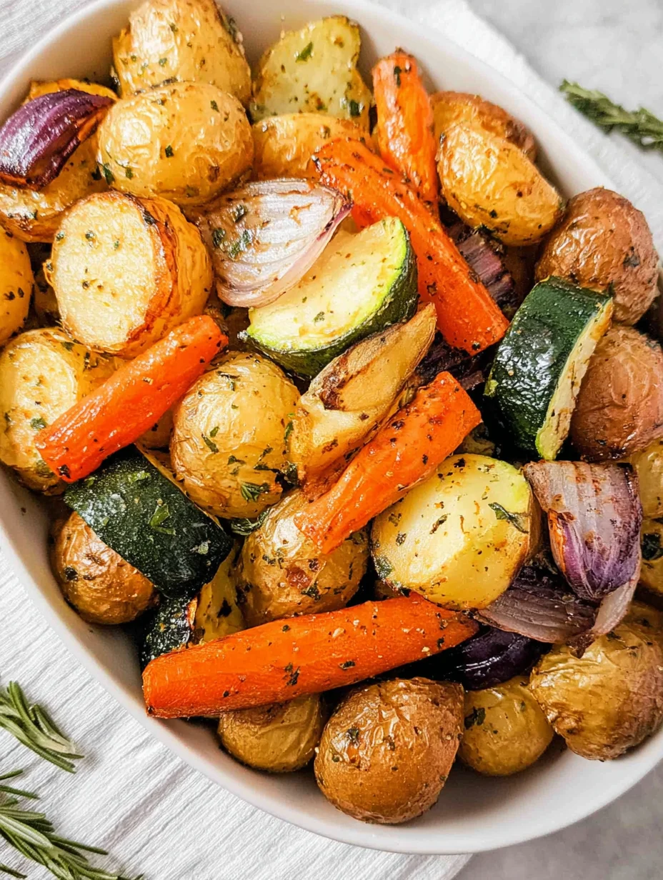 Garlic Herb Roasted Potatoes Carrots and Zucchini