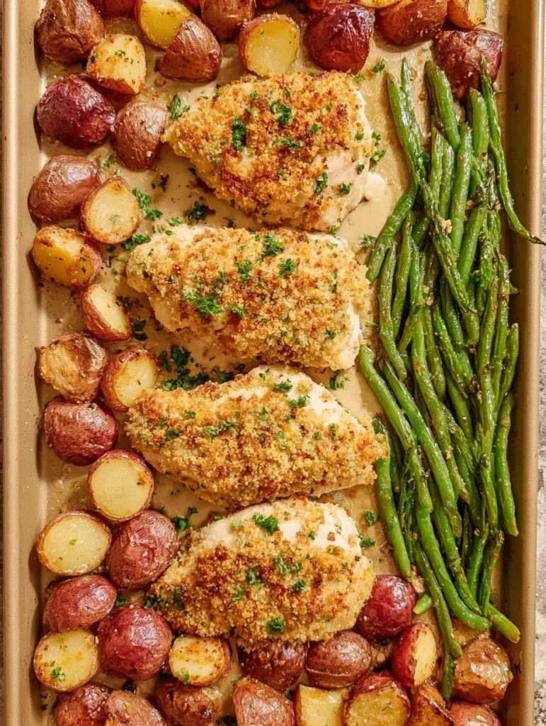 Parmesan Crusted Chicken Sheet Pan Dinner