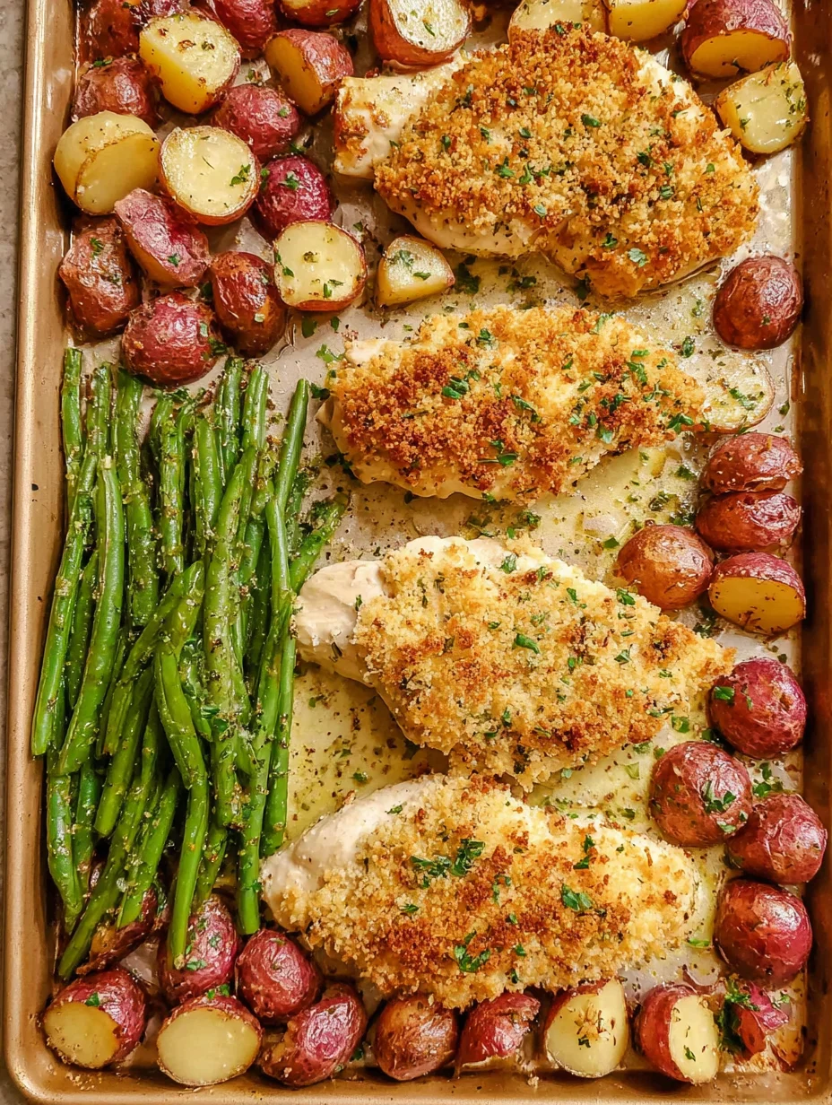 Parmesan Crusted Chicken Sheet Pan Dinner
