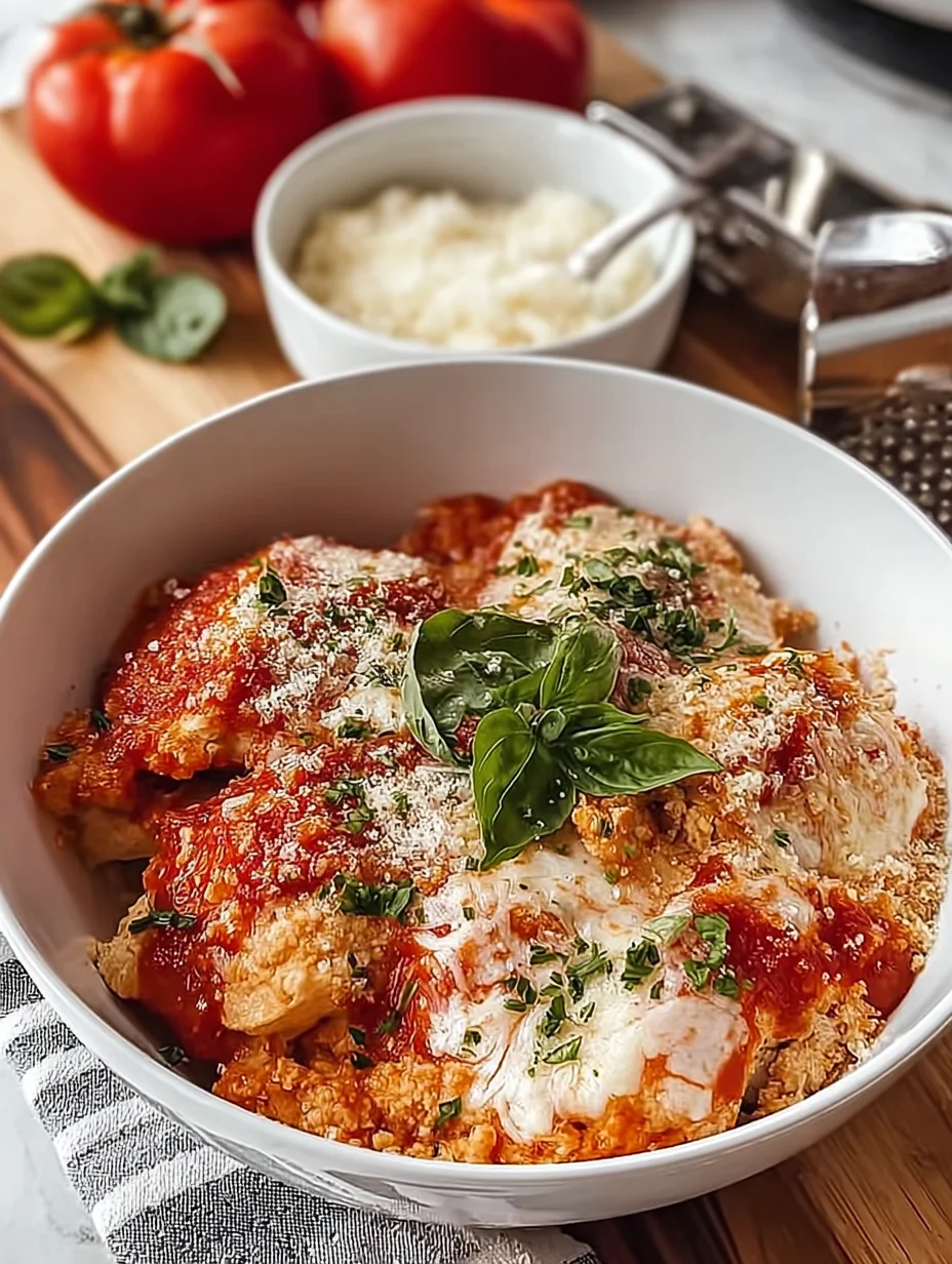 Super Yummy Cottage Cheese Chicken Parm Bowl