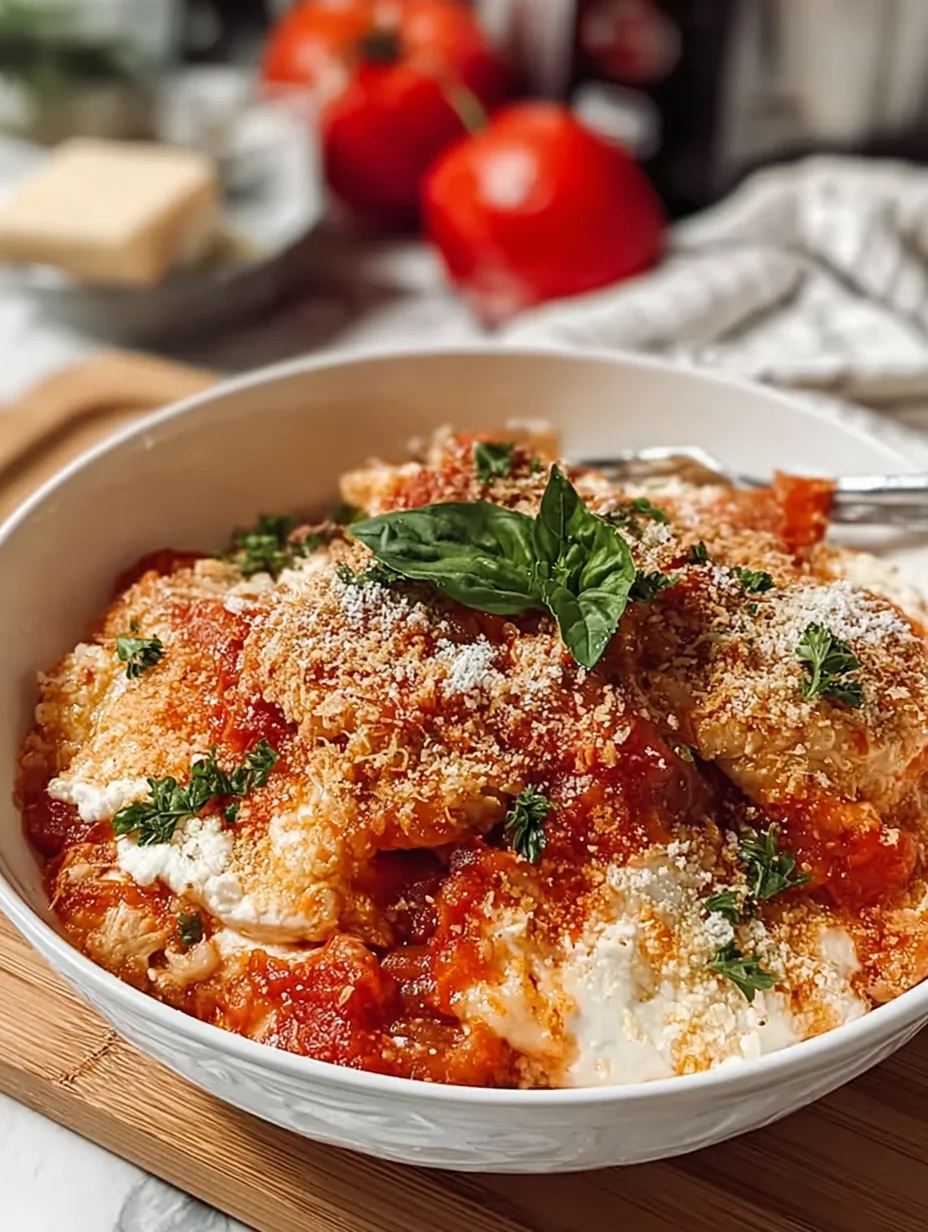 Super Yummy Cottage Cheese Chicken Parm Bowl