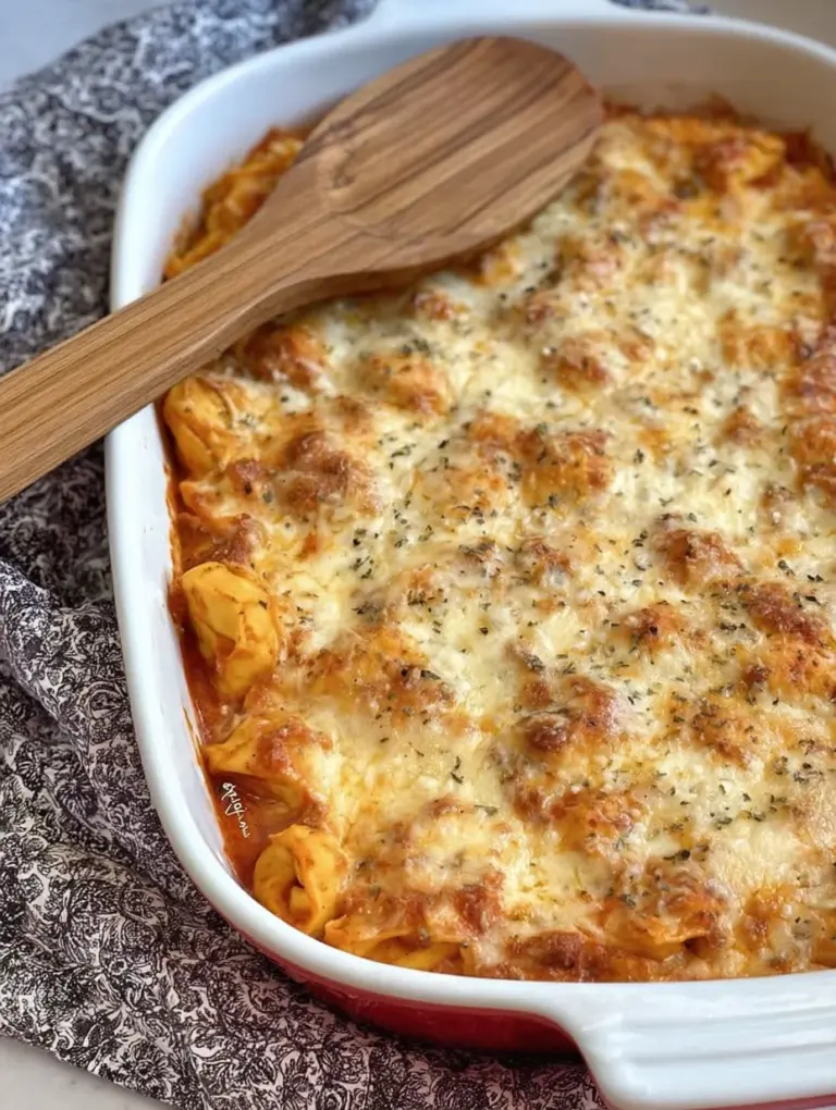 Cheesy Baked Tortellini Casserole With Meat Sauce