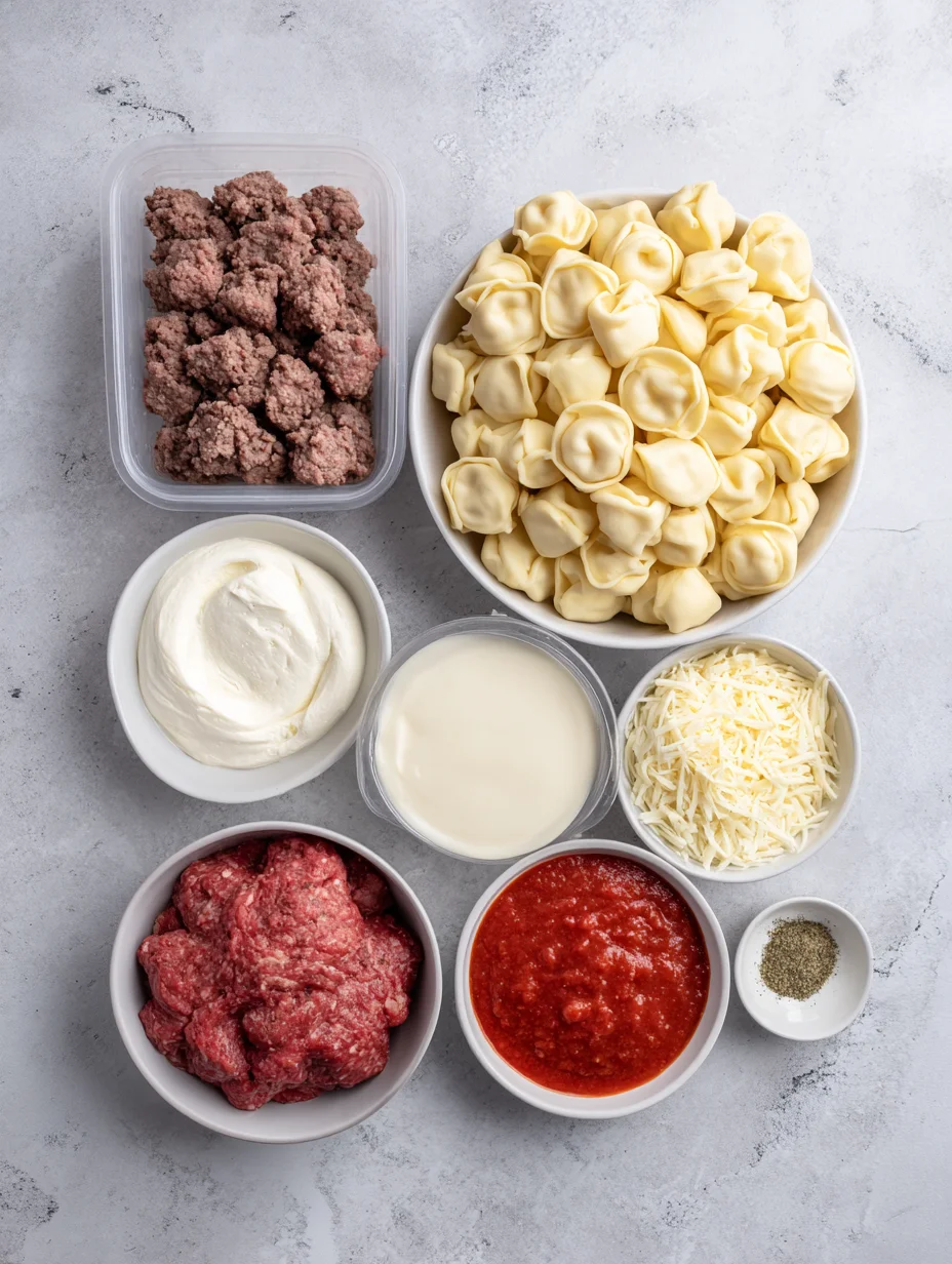Cheesy Baked Tortellini Casserole With Meat Sauce