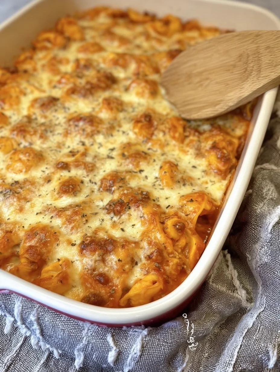 Cheesy Baked Tortellini Casserole With Meat Sauce
