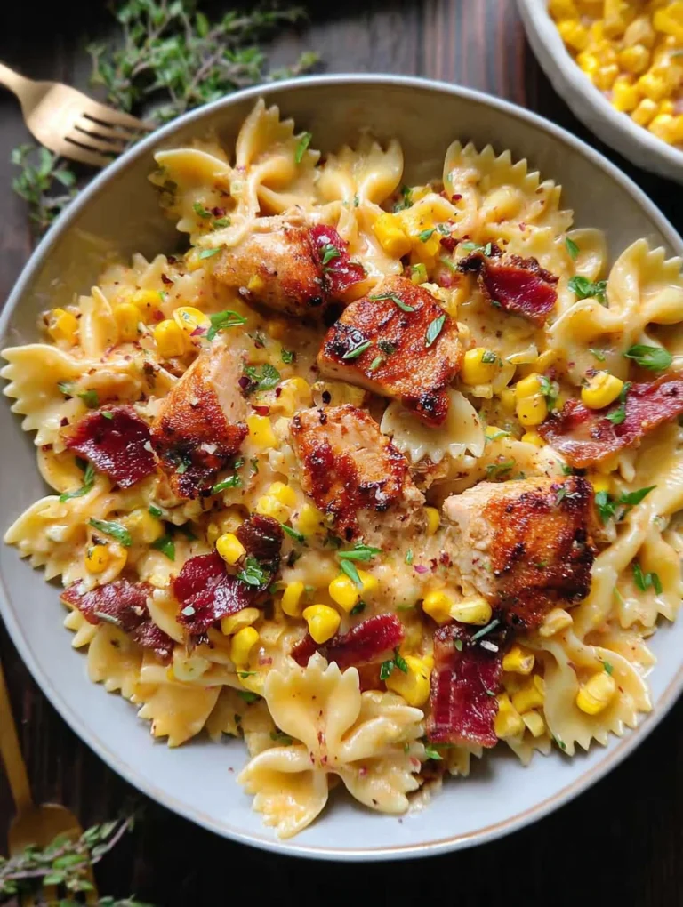 Creamy Chicken and Corn Pasta with Bacon