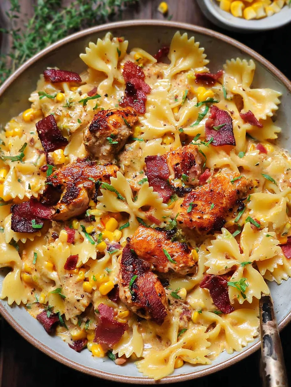 Creamy Chicken and Corn Pasta with Bacon