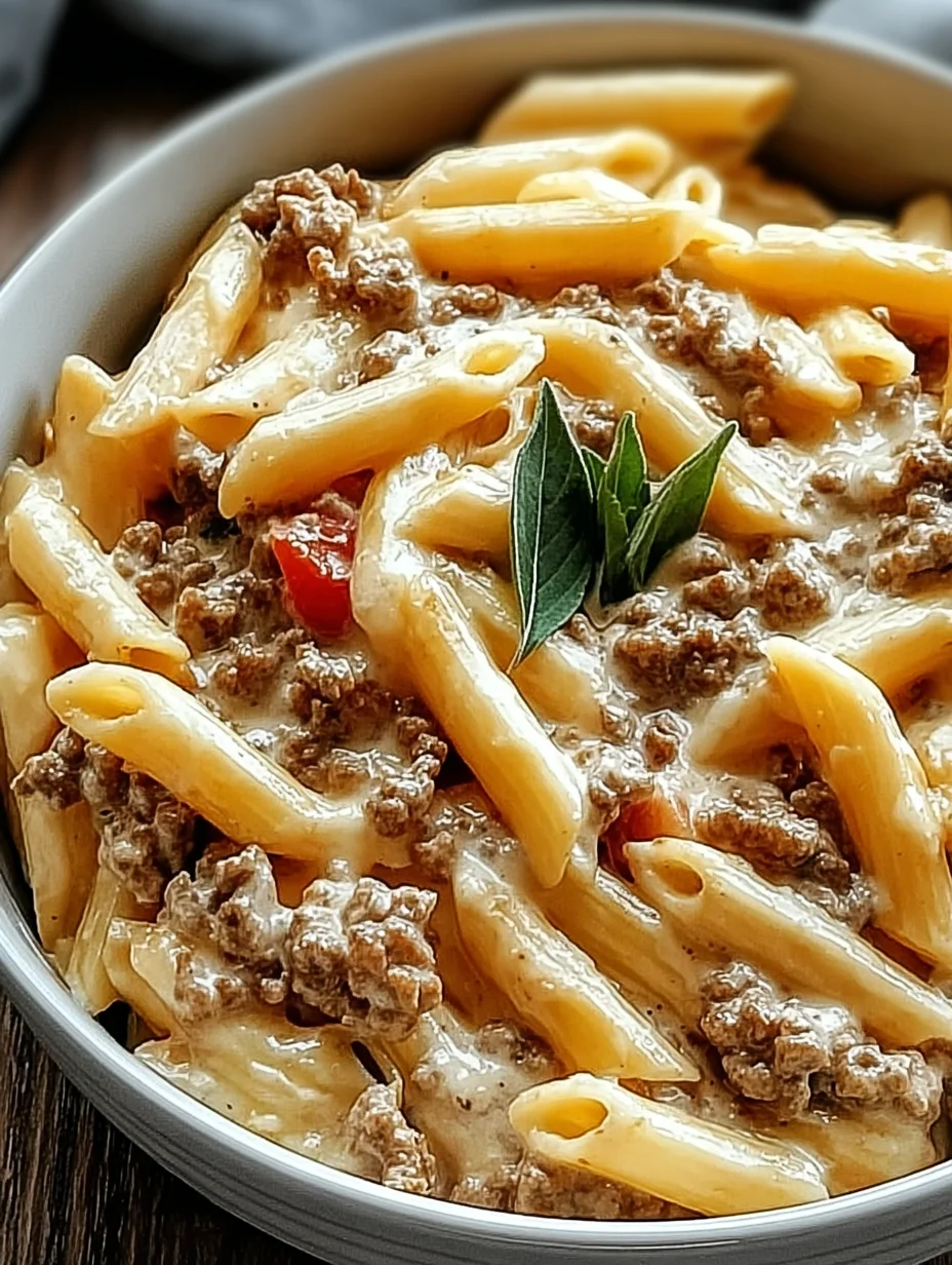 Creamy Rotel Pasta with Ground Beef