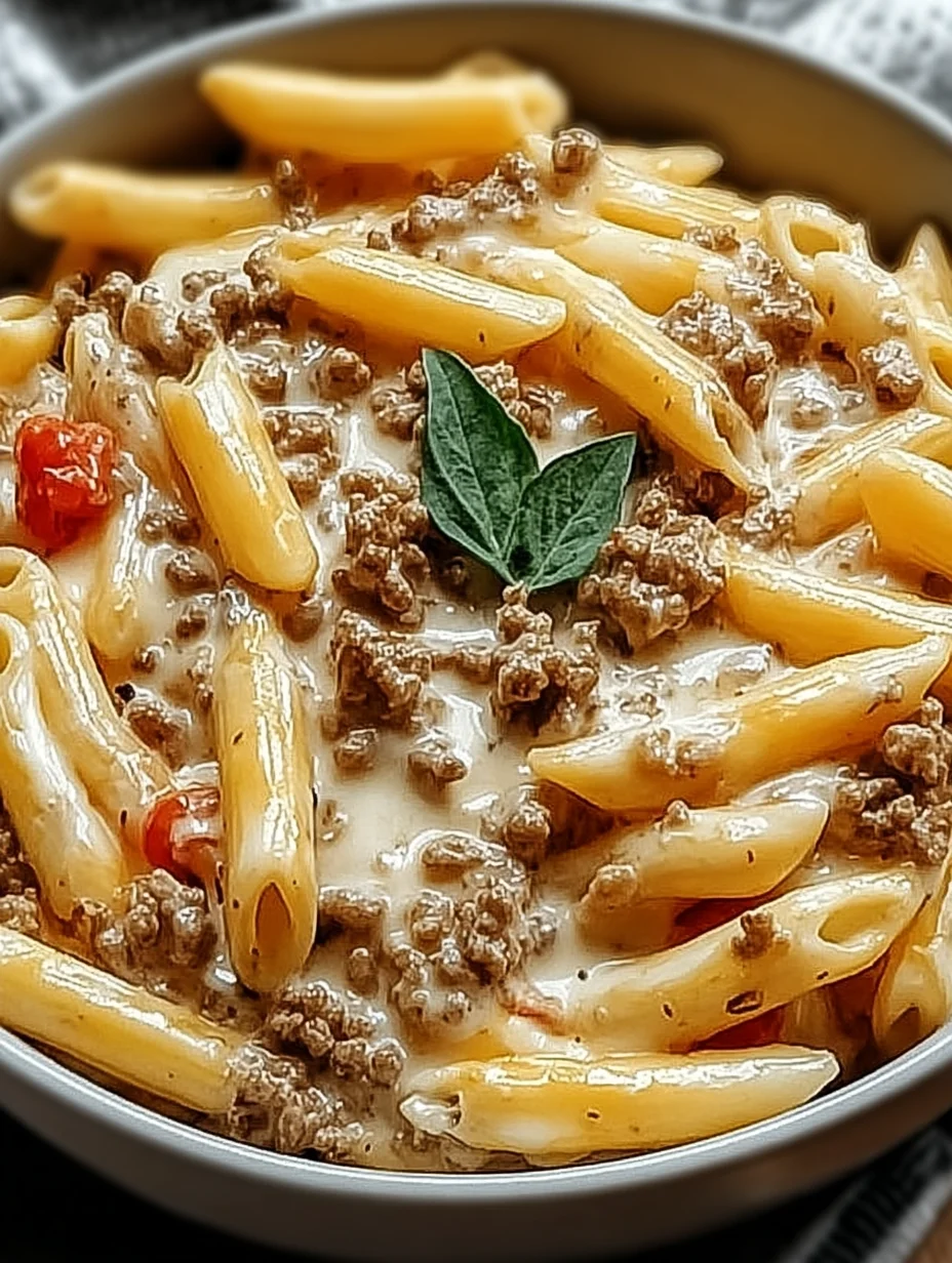 Creamy Rotel Pasta with Ground Beef