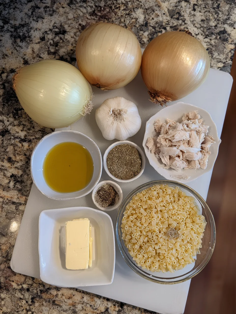 French Onion Chicken Orzo Casserole