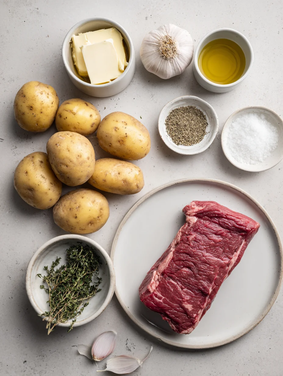 Garlic Butter Steak Bites and Potatoes