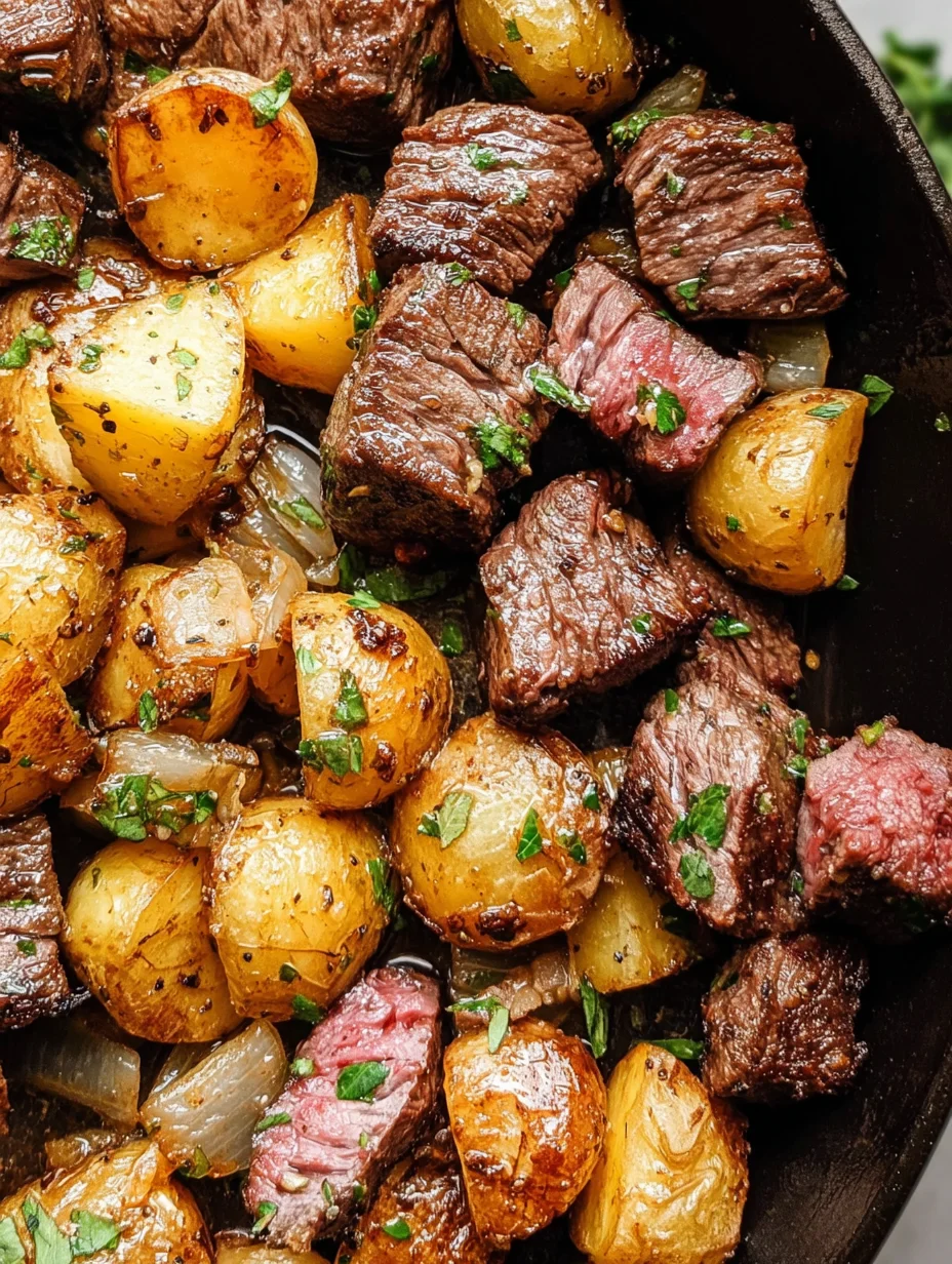 Garlic Butter Steak Bites and Potatoes