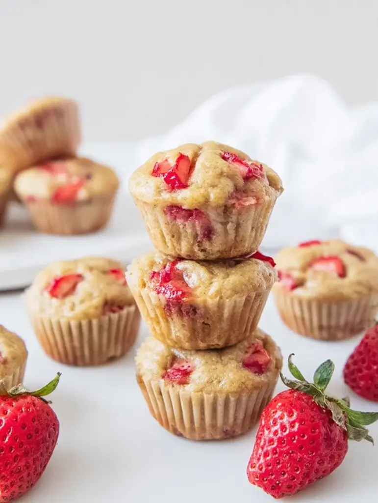 Healthy Strawberry Banana Yogurt Muffins