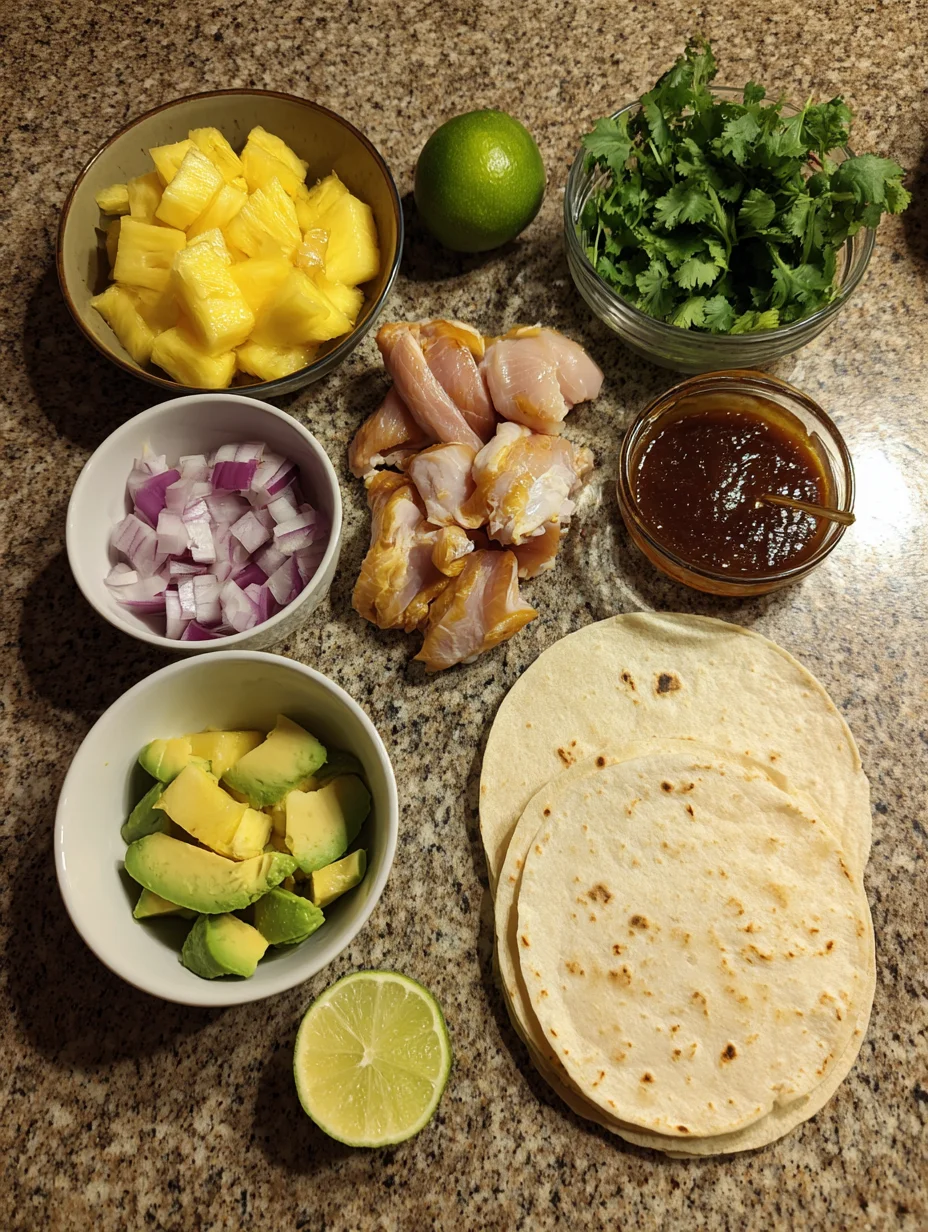 One Pan Chicken & Pineapple Tacos