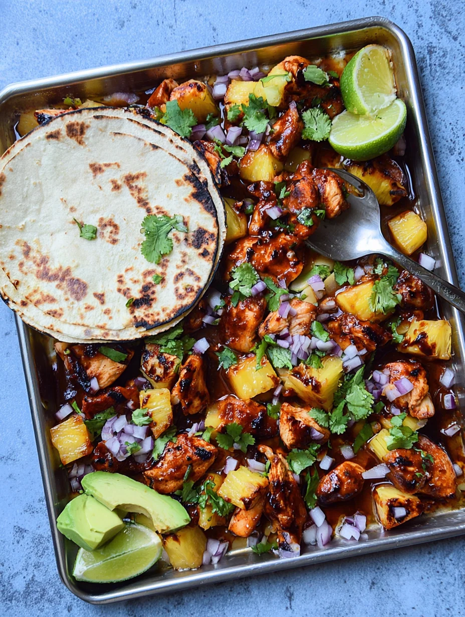 One Pan Chicken & Pineapple Tacos