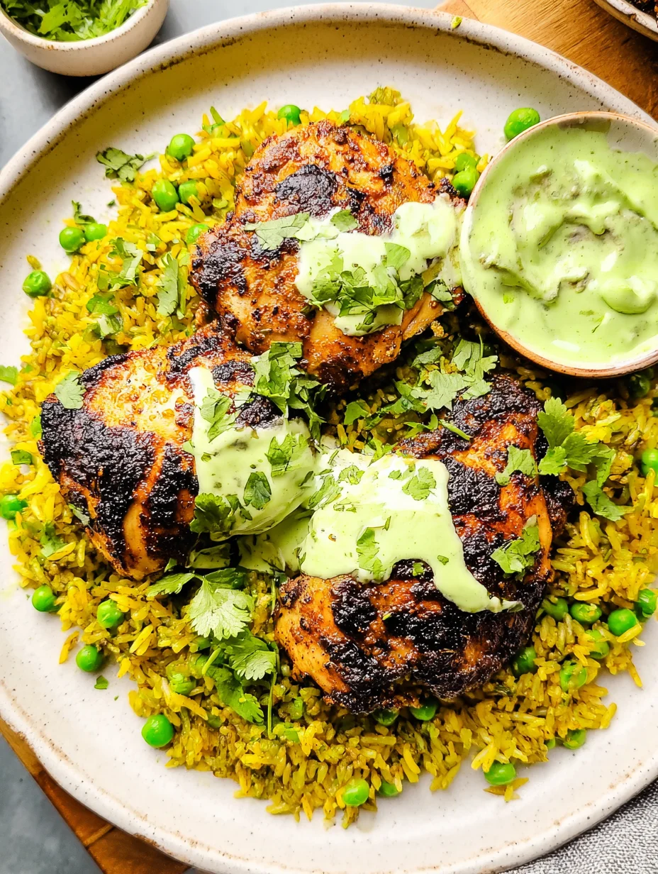 Peruvian Chicken and Rice with Green Sauce