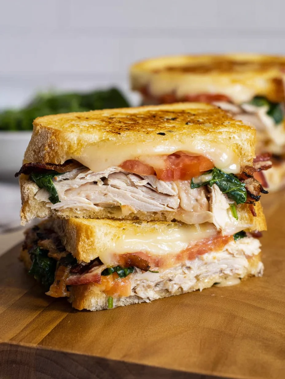 Turkey Melt with Cheddar, Spinach, and Bacon