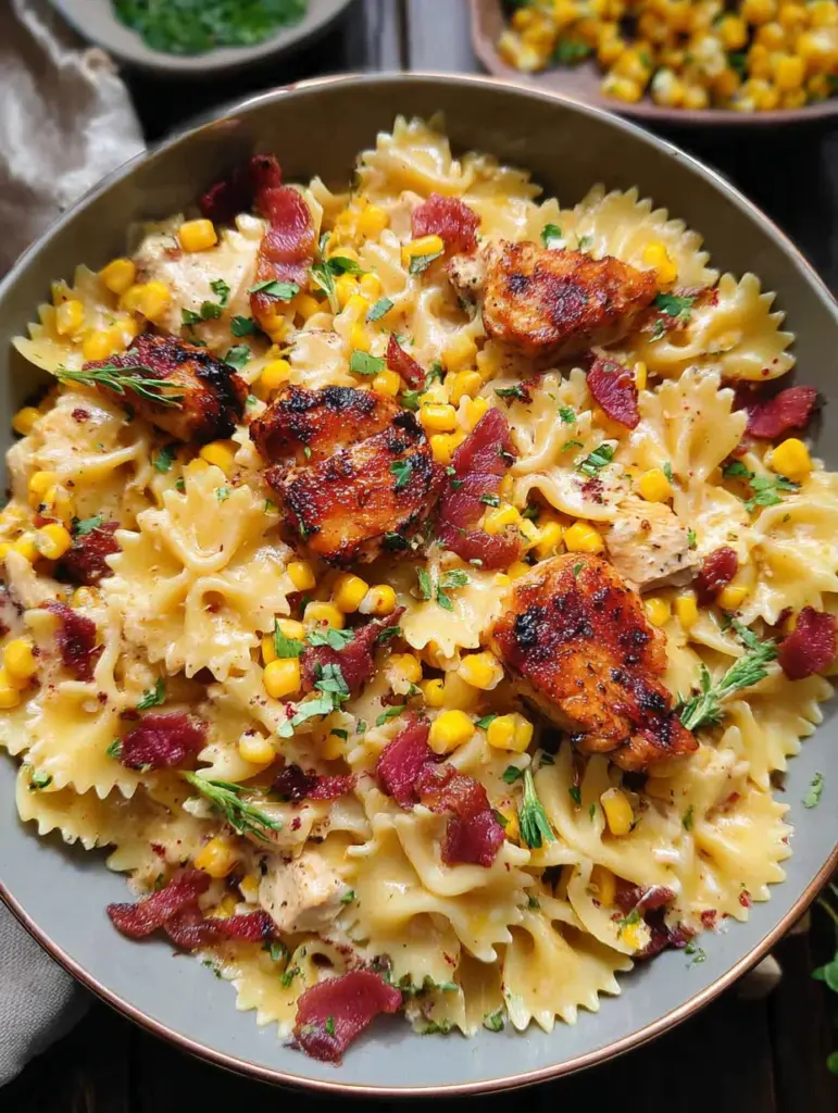 Creamy Chicken and Corn Pasta with Bacon