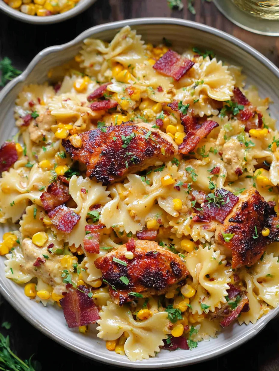 Creamy Chicken and Corn Pasta with Bacon