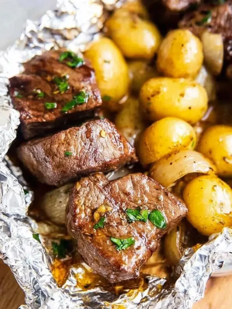 Garlic Butter Steak and Potato Foil Packets