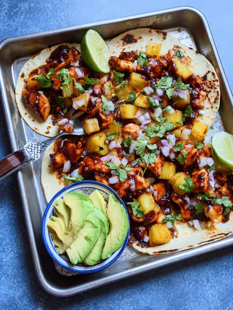 One Pan Chicken & Pineapple Tacos