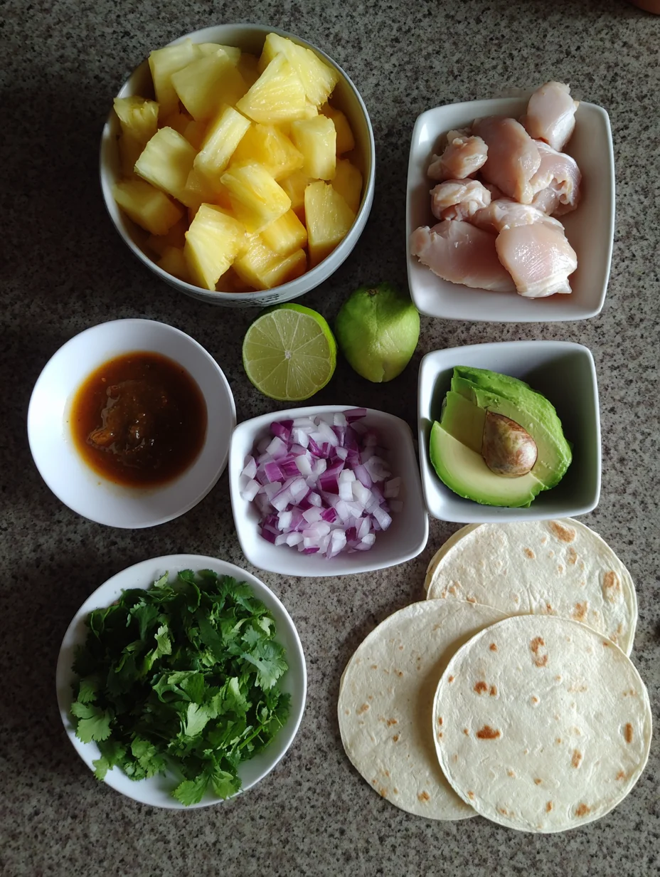 One Pan Chicken & Pineapple Tacos