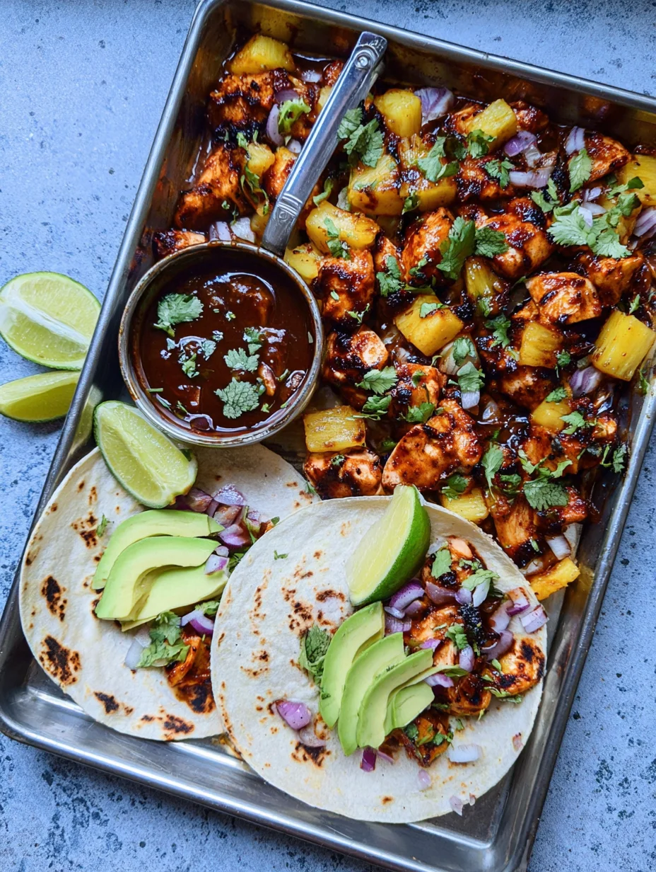 One Pan Chicken & Pineapple Tacos