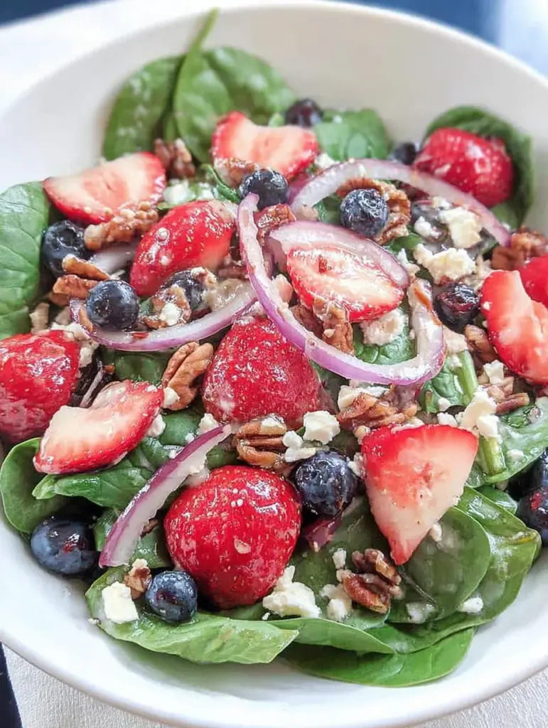 Spinach Strawberry Salad with Feta Cheese