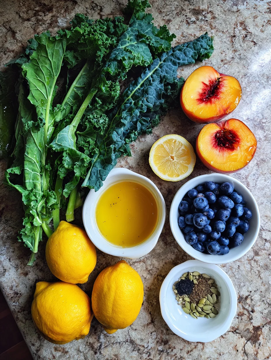 Summer Peach Blueberry Kale Salad