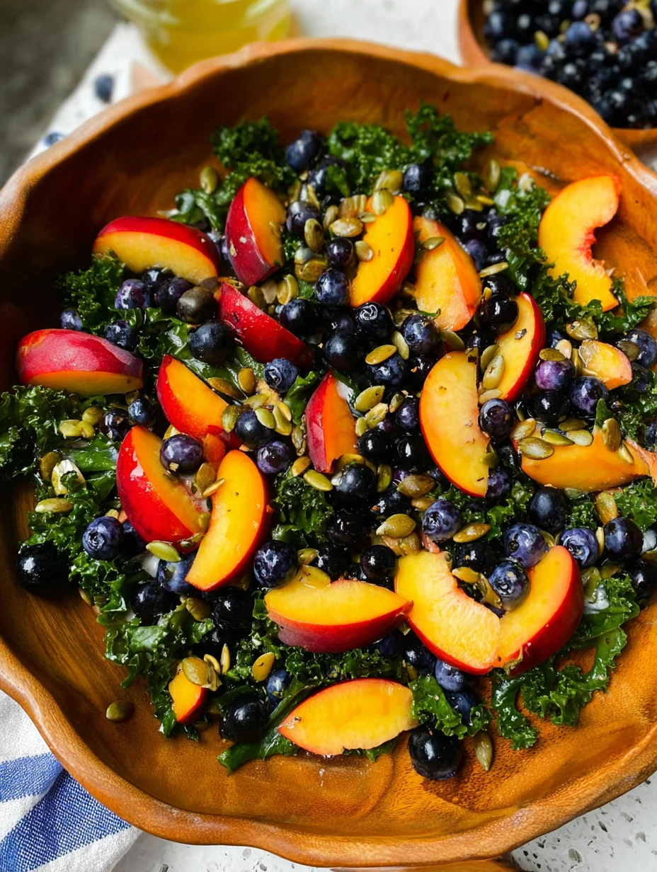 Summer Peach Blueberry Kale Salad