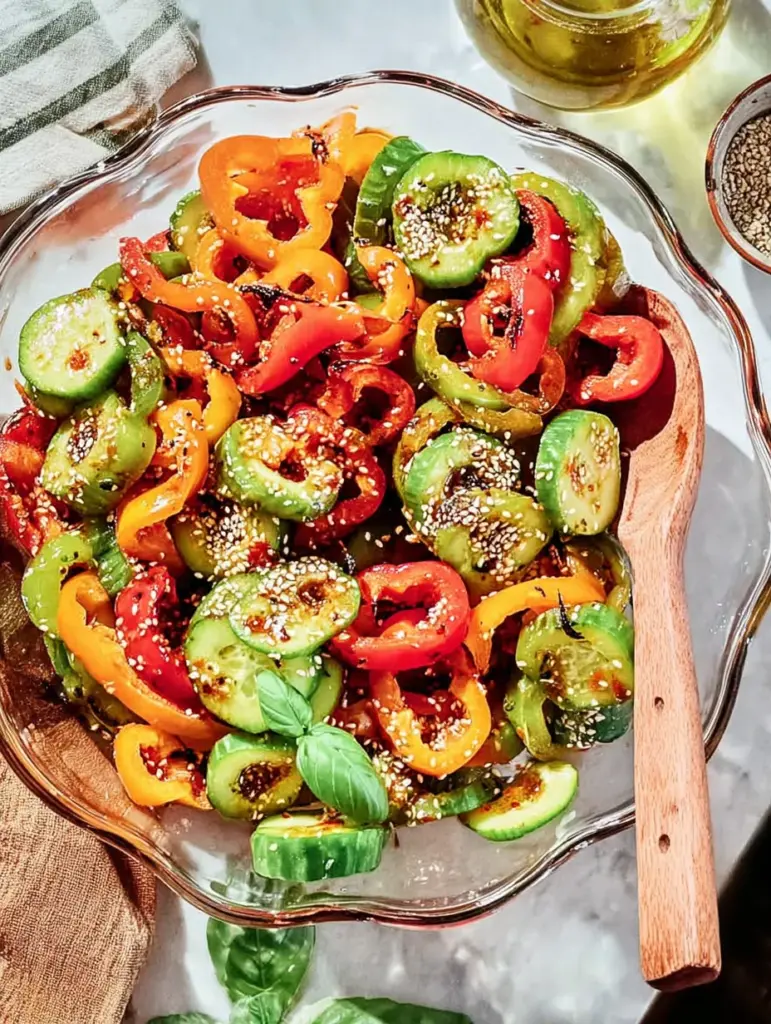 Viral TikTok Cucumber Bell Pepper Salad