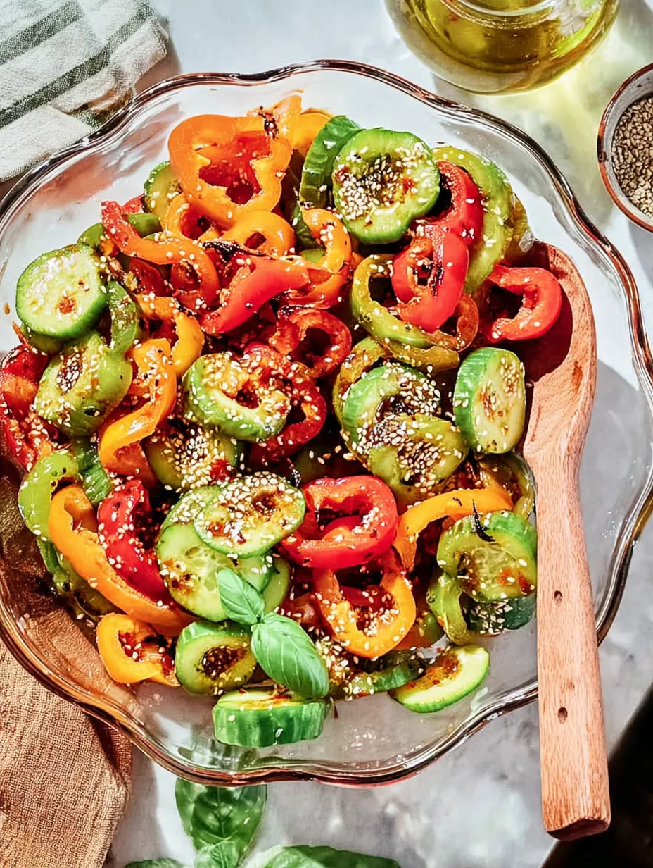 Viral TikTok Cucumber Bell Pepper Salad