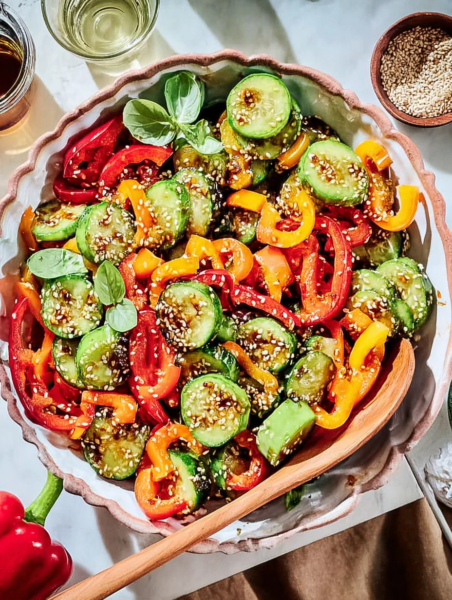 Viral TikTok Cucumber Bell Pepper Salad