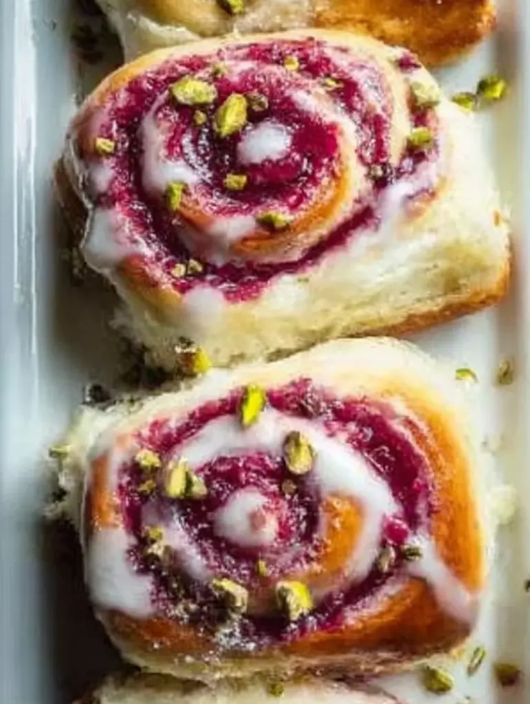 Raspberry and Rose Cheesecake Buns